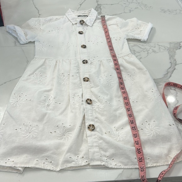 Zara Openwork Eyelet Embroidery White Short Sleeve Linen Blend Dress. Size XS - Picture 14 of 16